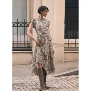 Mint Velvet Leopard Print Cap Sleeve Midi Dress